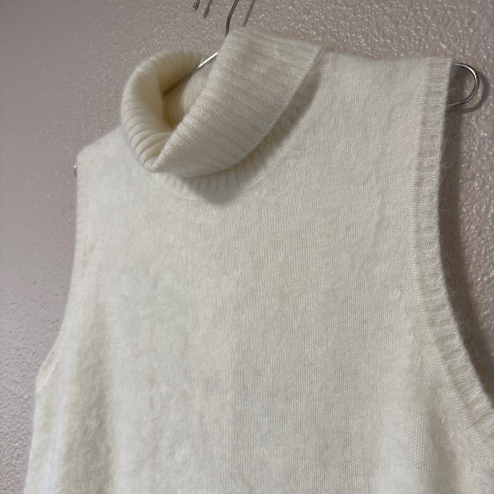 NWT Veronica Beard Mazzy Cashmere Sleeveless Turtleneck Sweater Ivory M/L/XL - Picture 5 of 9